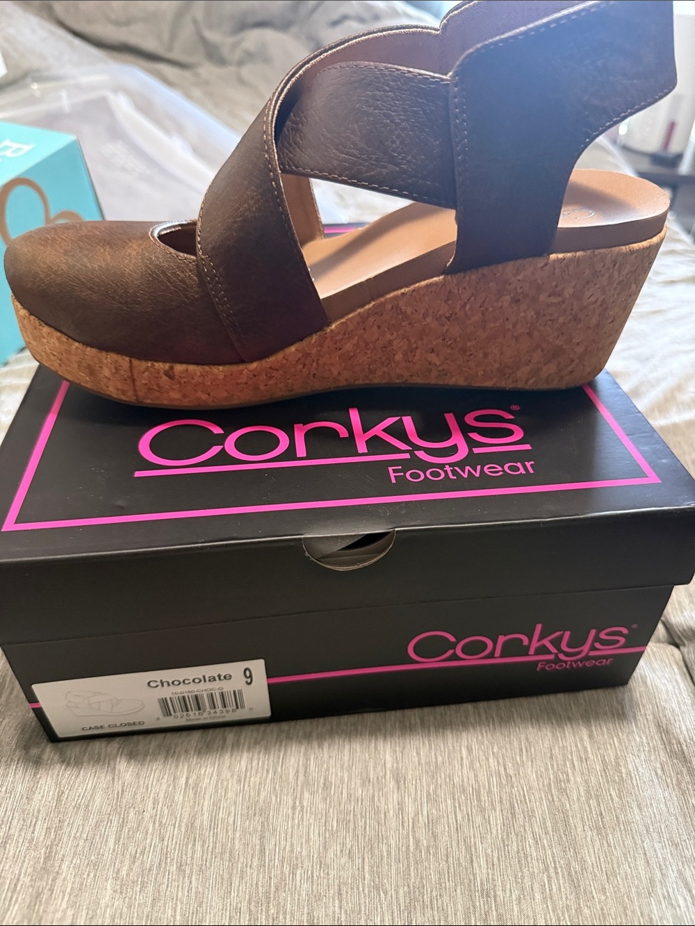 Corkys Chocolate Brown Cork Platform Wedge Sandals